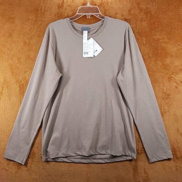 HANRO Shirt Mens Medium Tan Pullover Crew Long Sleeve Cotton LIVING - Picture 1 of 7